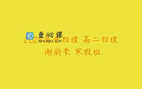2024高中物理 高二物理 谢丽荣 寒假班