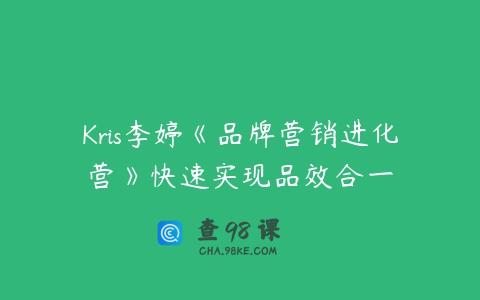 Kris李婷《品牌营销进化营》快速实现品效合一