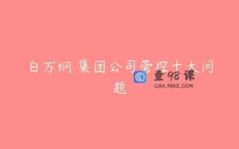 白万纲 集团公司管控十大问题