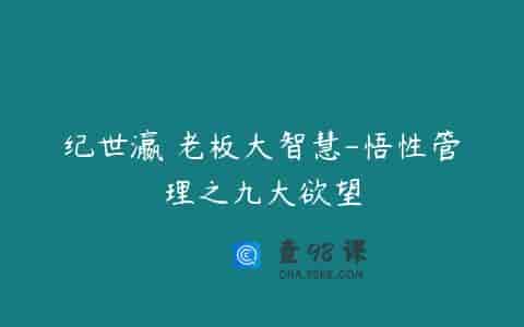 纪世瀛 老板大智慧-悟性管理之九大欲望