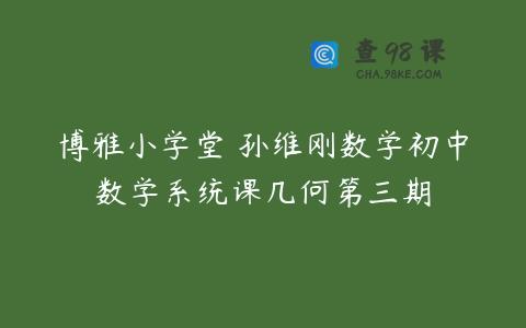 博雅小学堂 孙维刚数学初中数学系统课几何第三期