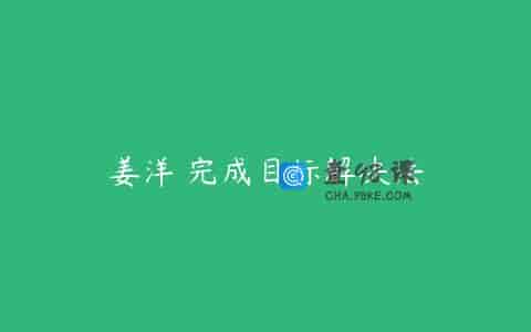 姜洋 完成目标解决法