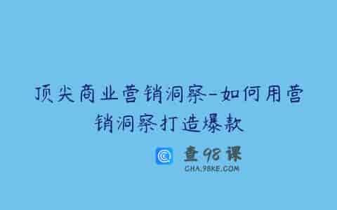 顶尖商业营销洞察-如何用营销洞察打造爆款