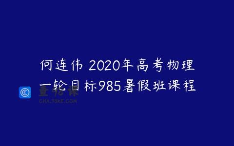 何连伟 2020年高考物理一轮目标985暑假班课程