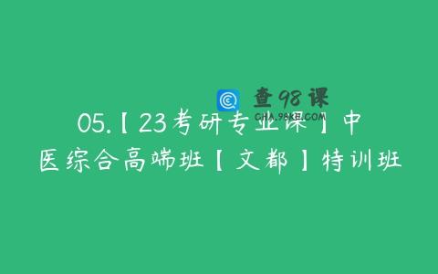 05.【23考研专业课】中医综合高端班【文都】特训班