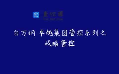 白万纲 卓越集团管控系列之战略管控