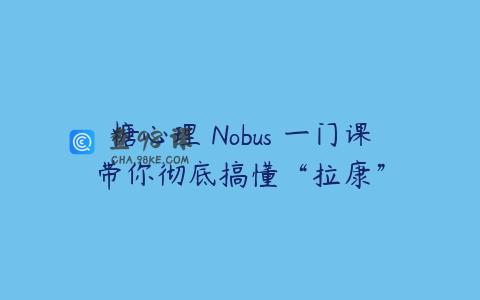 糖心理 Nobus 一门课带你彻底搞懂“拉康”