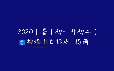 2020【暑】初一升初二【物理】目标班-杨萌