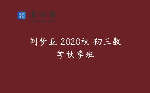 刘梦亚 2020秋 初三数学秋季班
