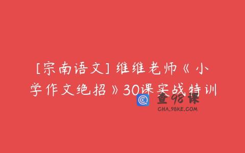 [宗南语文] 维维老师《小学作文绝招》30课实战特训