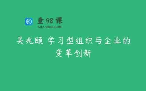 吴兆颐 学习型组织与企业的变革创新