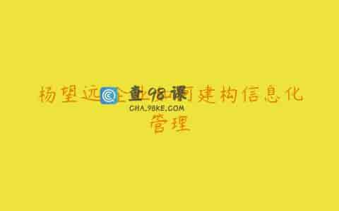 杨望远 企业如何建构信息化管理