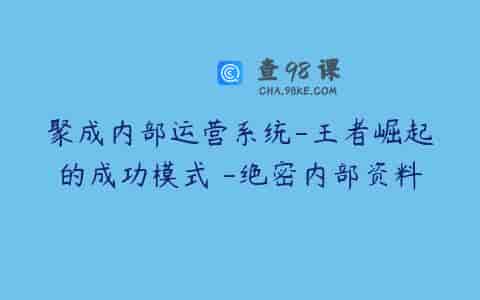 聚成内部运营系统-王者崛起的成功模式 -绝密内部资料