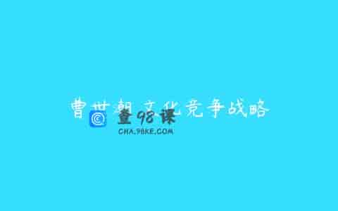 曹世潮 文化竞争战略