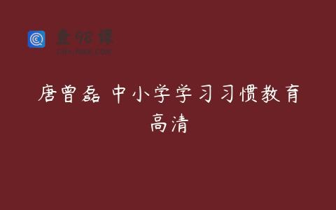 唐曾磊 中小学学习习惯教育高清
