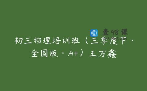 初三物理培训班（三季度下·全国版·A+）王万鑫
