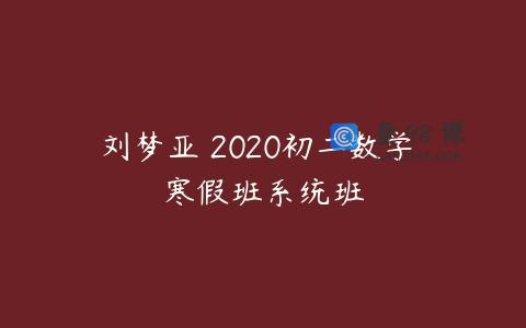 刘梦亚 2020初二数学 寒假班系统班