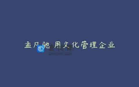 孟凡驰 用文化管理企业
