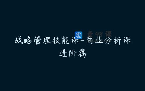 战略管理技能课-商业分析课进阶篇