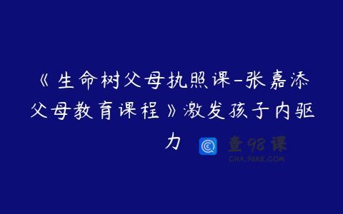 《生命树父母执照课-张嘉添父母教育课程》激发孩子内驱力