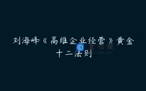 刘海峰《高维企业经营》黄金十二法则