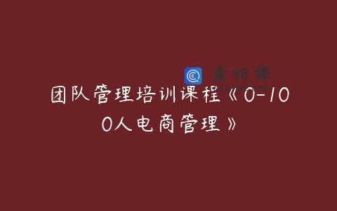 团队管理培训课程《0-100人电商管理》