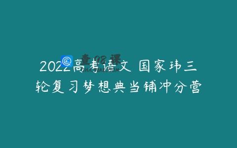 2022高考语文 国家玮三轮复习梦想典当铺冲分营