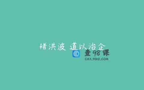 褚洪波 道以治企