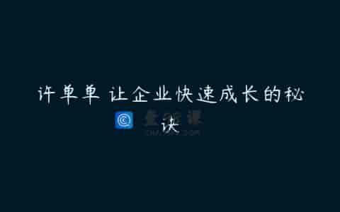 许单单 让企业快速成长的秘诀