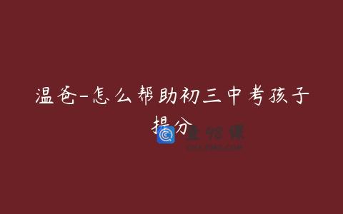 温爸-怎么帮助初三中考孩子提分