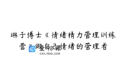 琳子博士《情绪精力管理训练营》做自己情绪的管理者