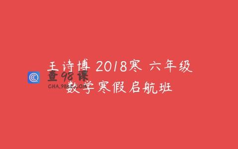 王诗博 2018寒 六年级数学寒假启航班