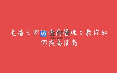 老潘《职场情商管理》教你如何提高情商