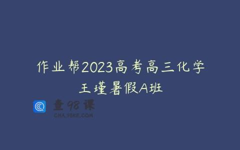 作业帮2023高考高三化学王瑾暑假A班