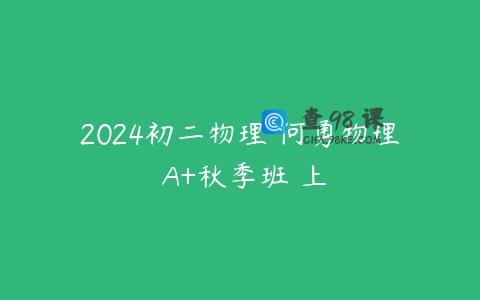2024初二物理 何勇物理 A+秋季班 上