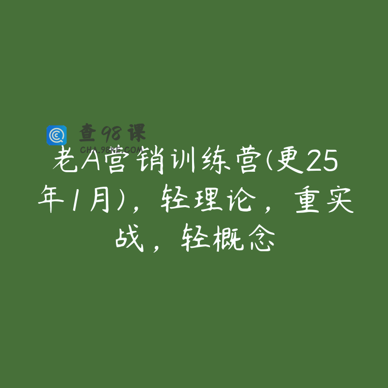 老A营销训练营(更25年1月)，轻理论，重实战，轻概念
