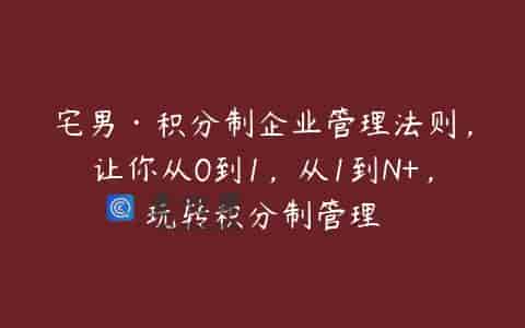宅男·积分制企业管理法则，让你从0到1，从1到N+，玩转积分制管理