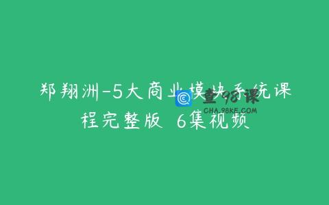 郑翔洲-5大商业模块系统课程完整版  6集视频