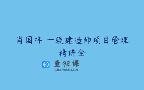 肖国祥 一级建造师项目管理精讲全