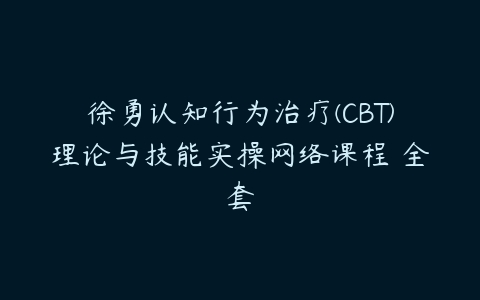 徐勇认知行为治疗(CBT)理论与技能实操网络课程 全套