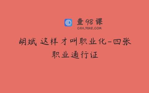 胡斌 这样才叫职业化-四张职业通行证