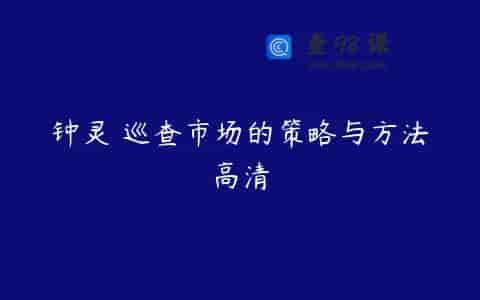 钟灵 巡查市场的策略与方法高清