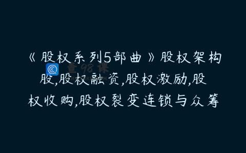 《股权系列5部曲》股权架构股,股权融资,股权激励,股权收购,股权裂变连锁与众筹