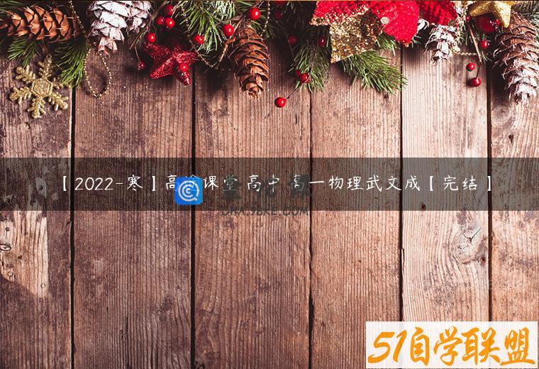 【2022-寒】高途课堂 高中 高一物理武文成【完结】