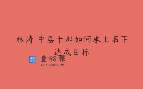 林涛 中层干部如何承上启下达成目标