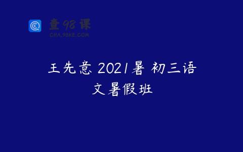 王先意 2021暑 初三语文暑假班