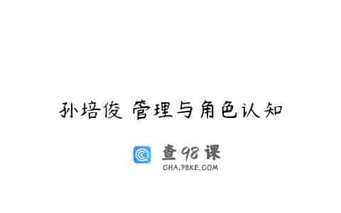 孙培俊 管理与角色认知