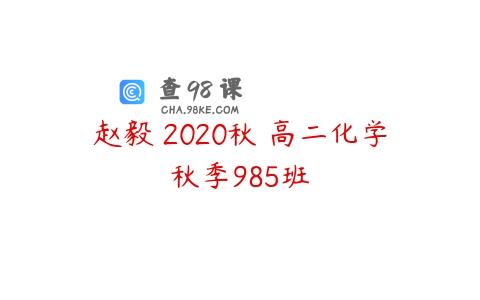 赵毅 2020秋 高二化学秋季985班