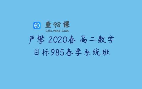 严攀 2020春 高二数学目标985春季系统班