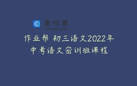 作业帮 初三语文2022年中考语文密训班课程